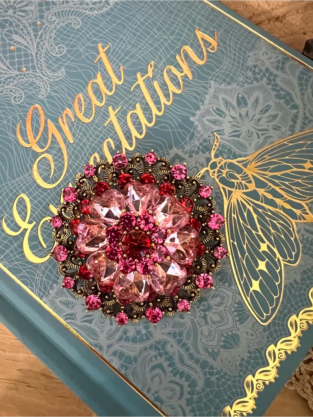 New! Aratta Mirror Mirror Fuchsia Pink Rhinestone Beautiful Oversized Brooch Pin